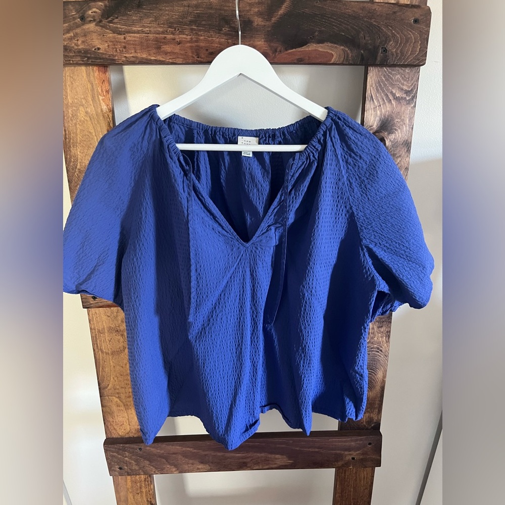A New Day Puffed Sleeve Blouse with Ties